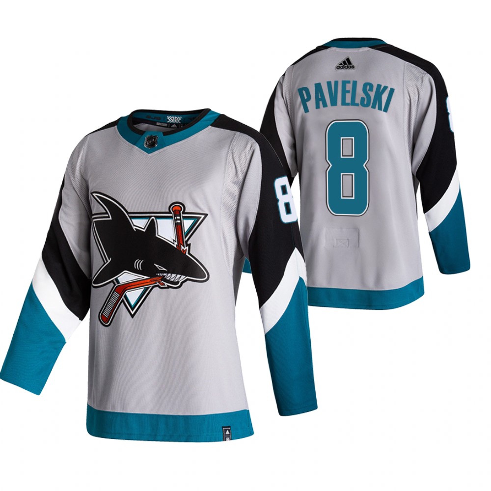 2021 Adidias San Jose Sharks 8 Joe Pavelski Grey Men Reverse Retro Alternate NHL Jersey